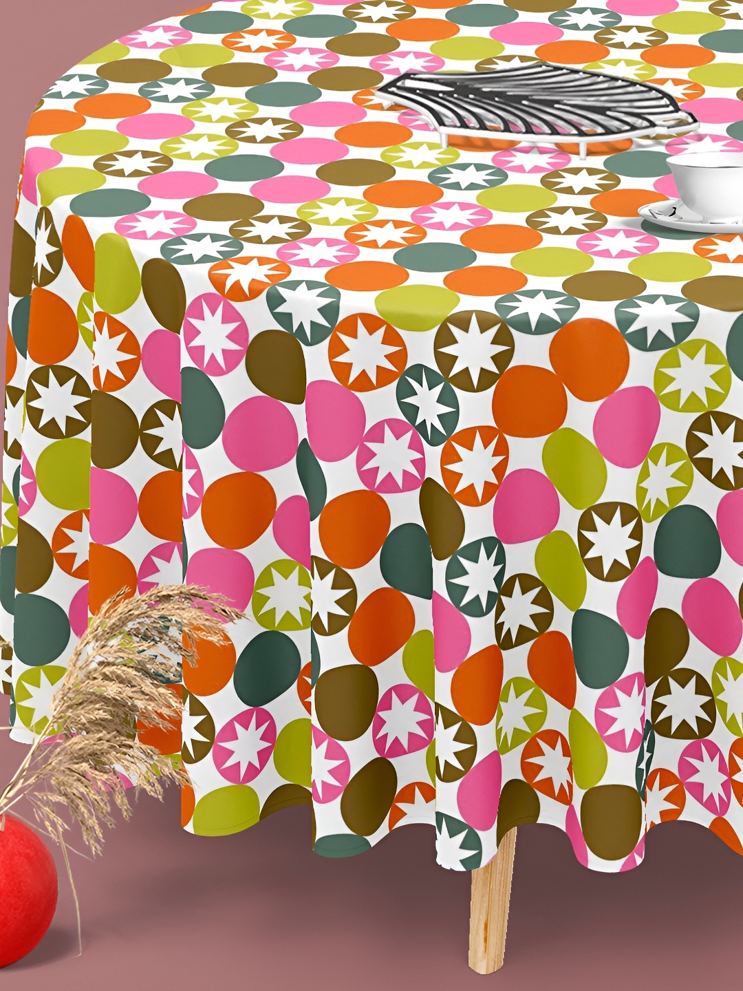 

ArtzFolio Multicoloured Anti-Slip Round 4-Seater Table Cover, Multi