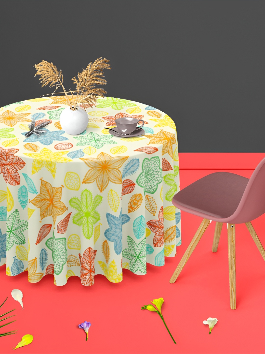 

ArtzFolio Multicoloured Anti-Slip Round 6-Seater Table Cover, Multi