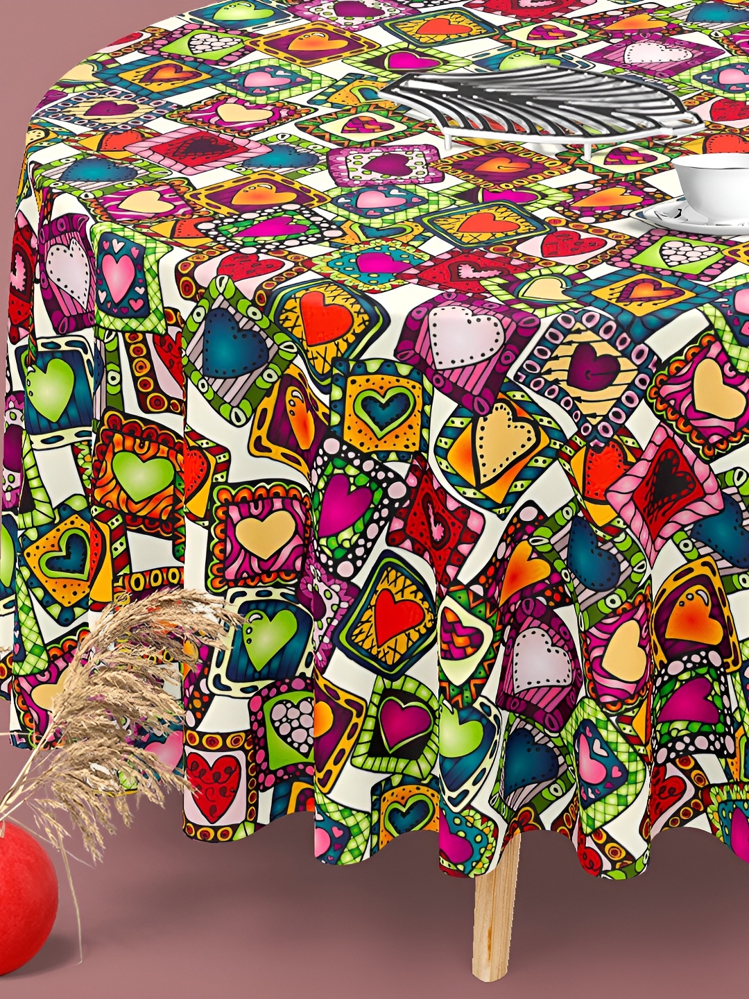 

ArtzFolio Multicoloured Anti-Slip Round 8-Seater Table Cover, Multi