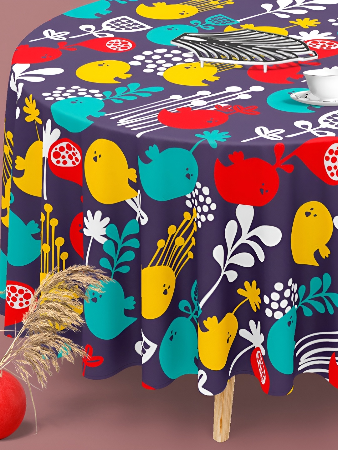 

ArtzFolio Multicoloured Anti-Slip Round 4-Seater Table Cover, Multi