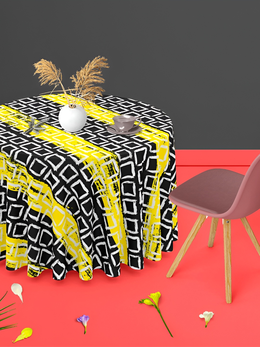 

ArtzFolio Multicoloured Anti-Slip Round 6-Seater Table Cover, Multi