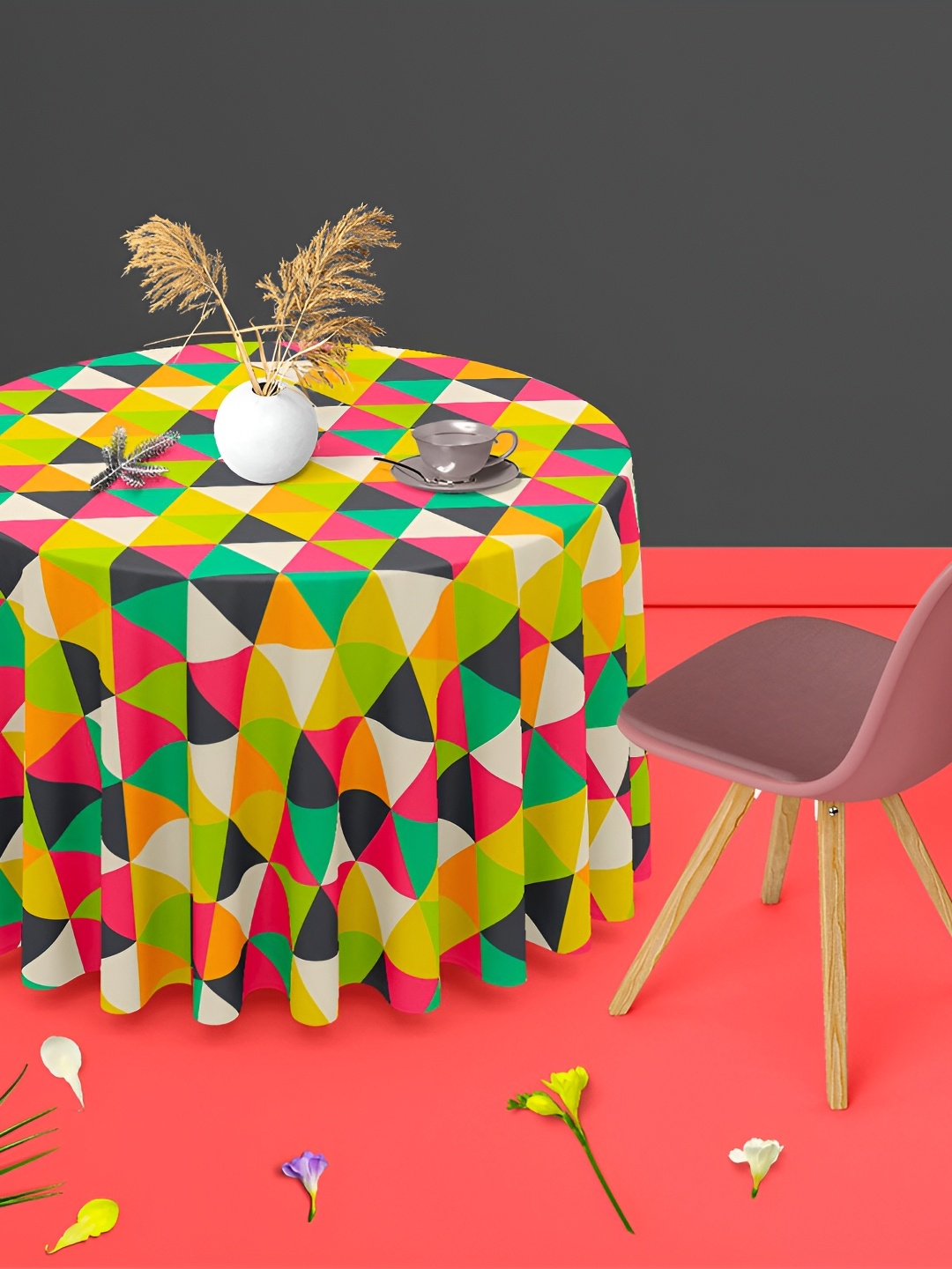 

ArtzFolio Multicoloured Anti-Slip Round 8-Seater Table Cover, Multi