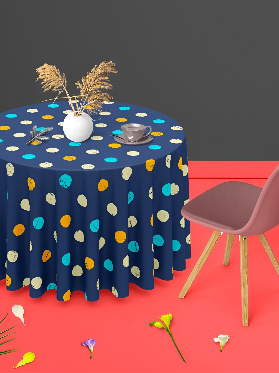 

ArtzFolio Multicoloured Anti-Slip Round 6-Seater Table Cover, Multi