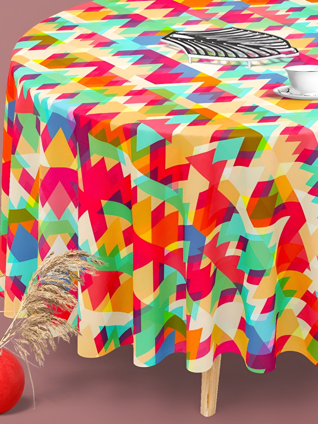 

ArtzFolio Multicoloured Anti-Slip Round 4-Seater Table Cover, Multi