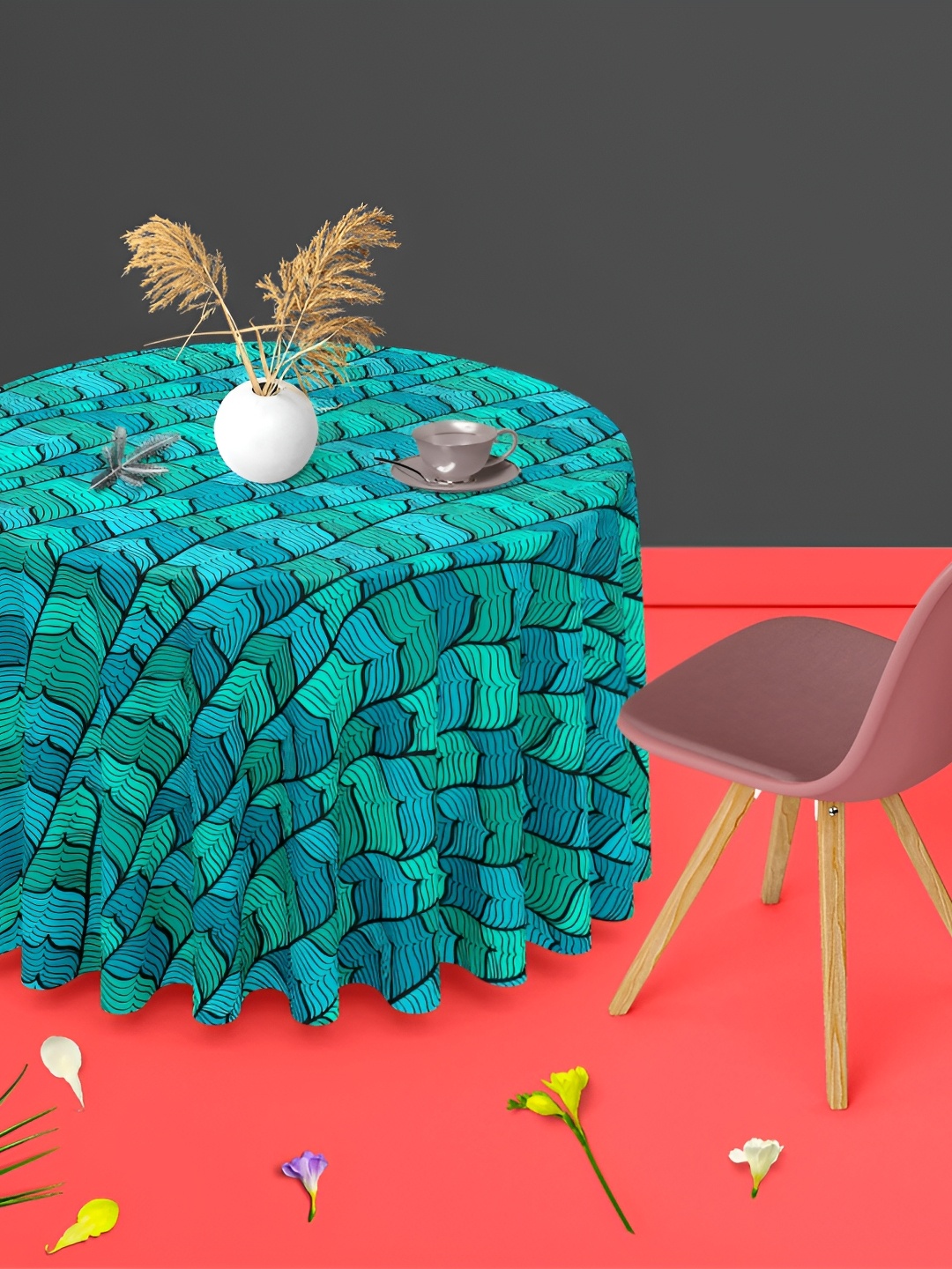 

ArtzFolio Multicoloured Anti-Slip Round 8-Seater Table Cover, Multi