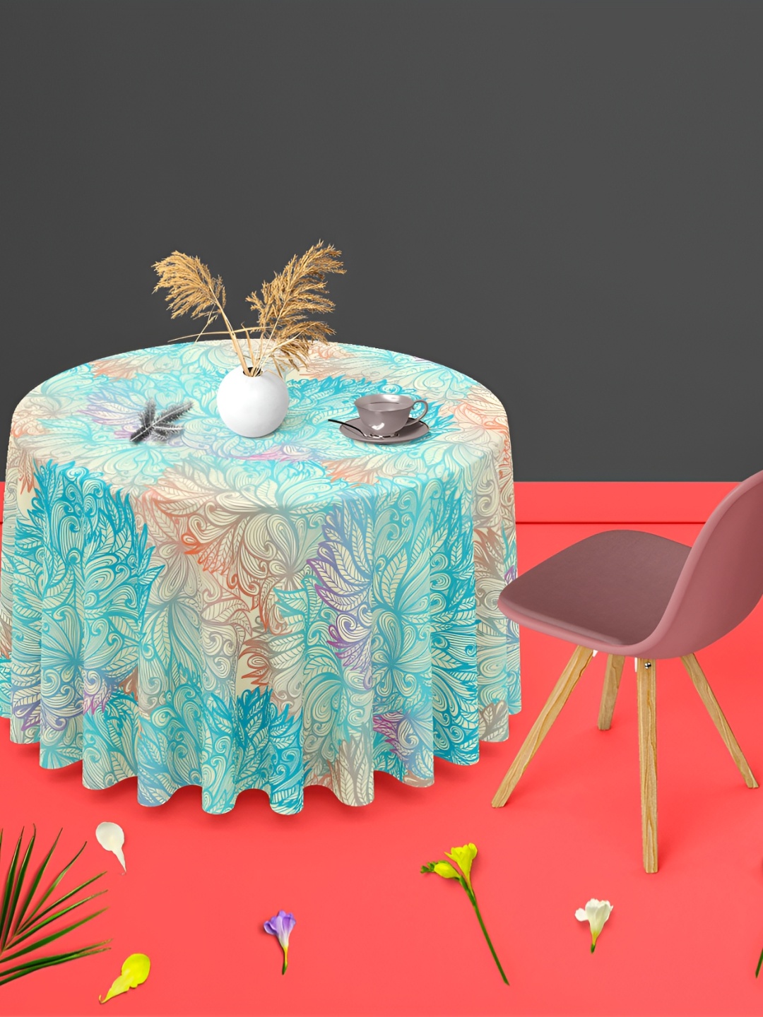 

ArtzFolio Multicoloured Anti-Slip Round 6-Seater Table Cover, Multi