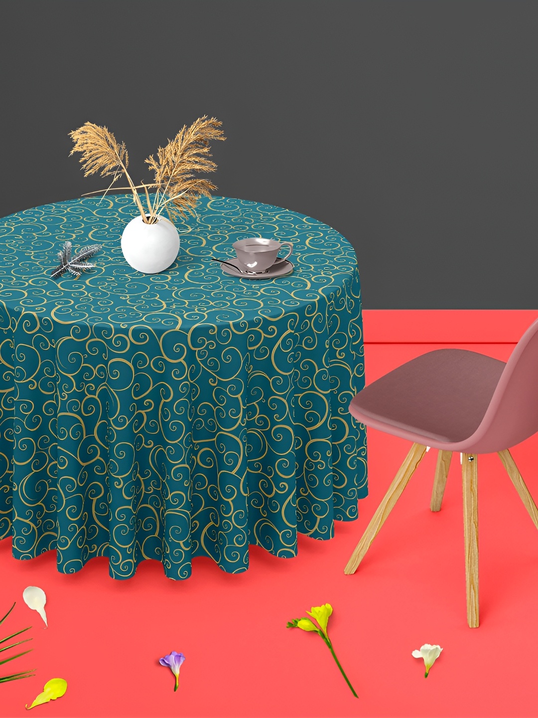 

ArtzFolio Multicoloured Anti-Slip Round 4-Seater Table Cover, Multi