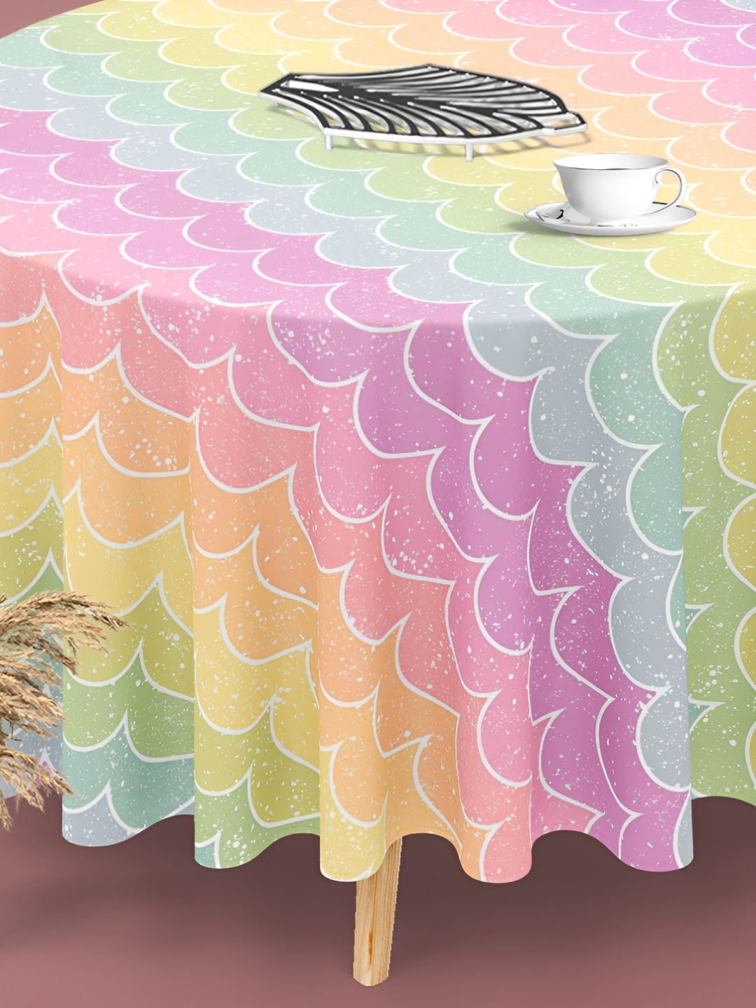 

ArtzFolio Multicoloured Anti-Slip Round 8-Seater Table Cover, Multi