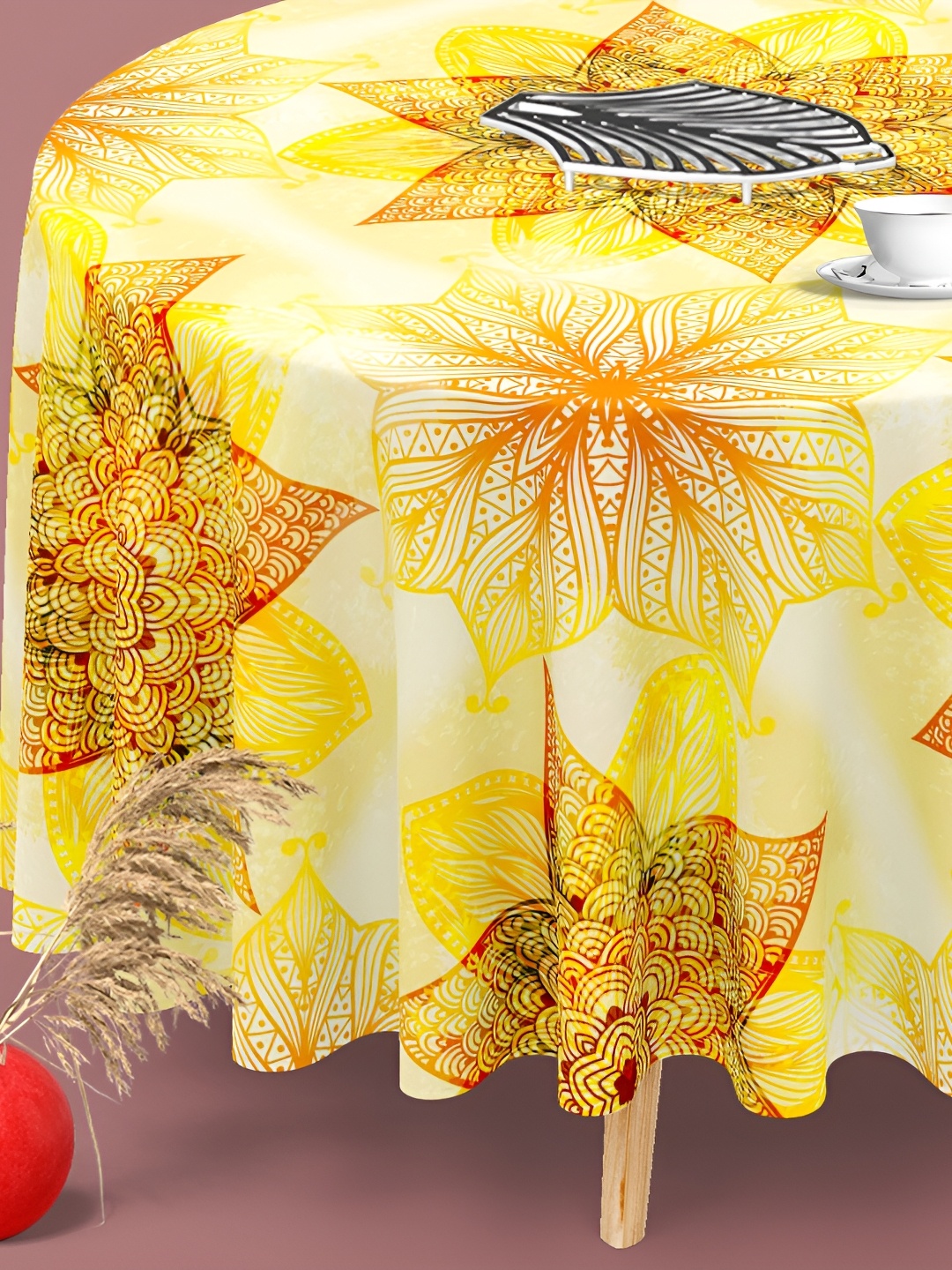 

ArtzFolio Multicoloured Anti-Slip Round 4-Seater Table Cover, Multi