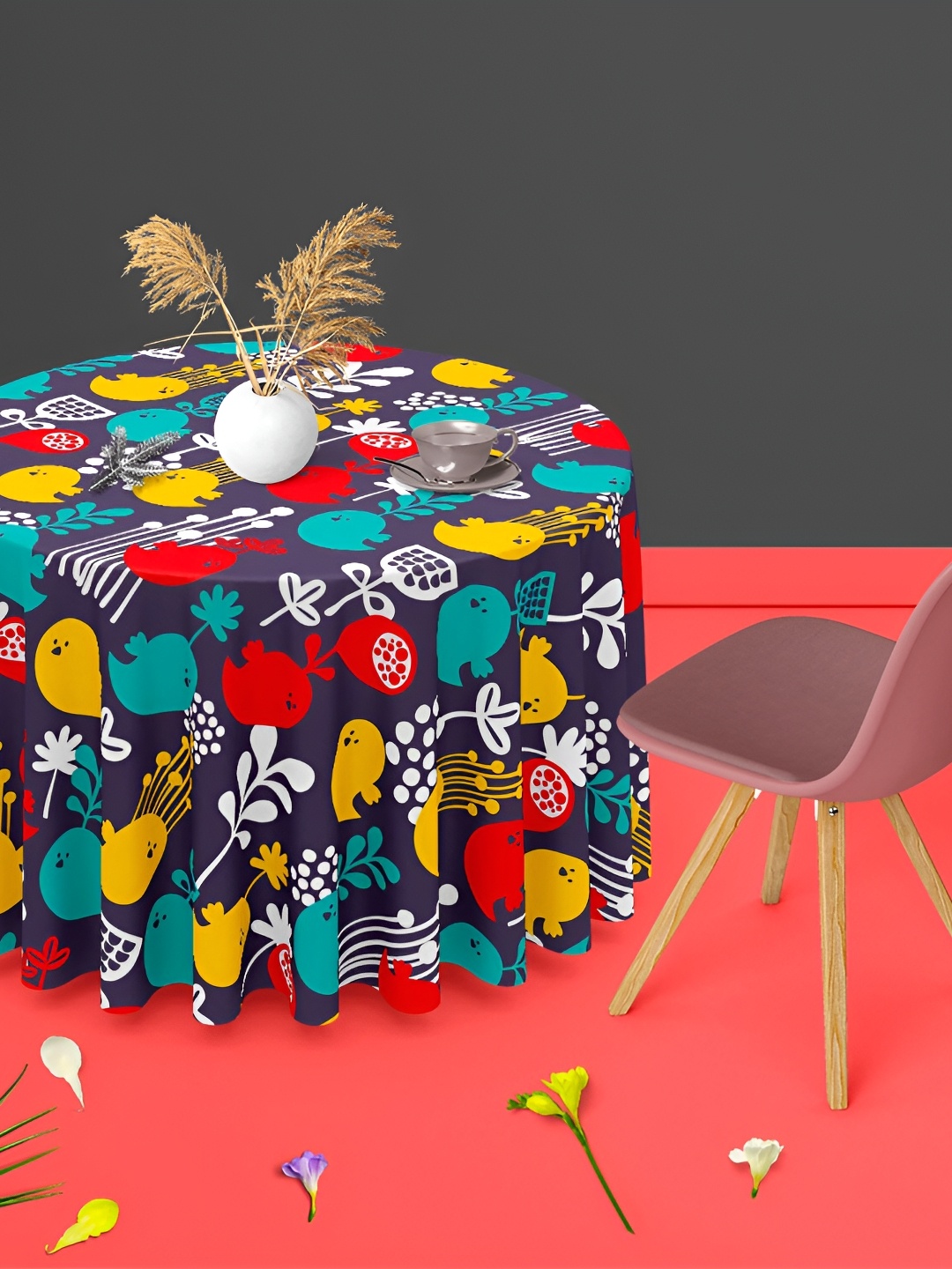 

ArtzFolio Multicoloured Anti-Slip Round 8-Seater Table Cover, Multi