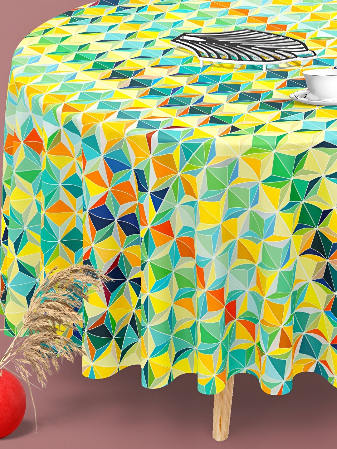 

ArtzFolio Multicoloured Anti-Slip Round 8-Seater Table Cover, Multi