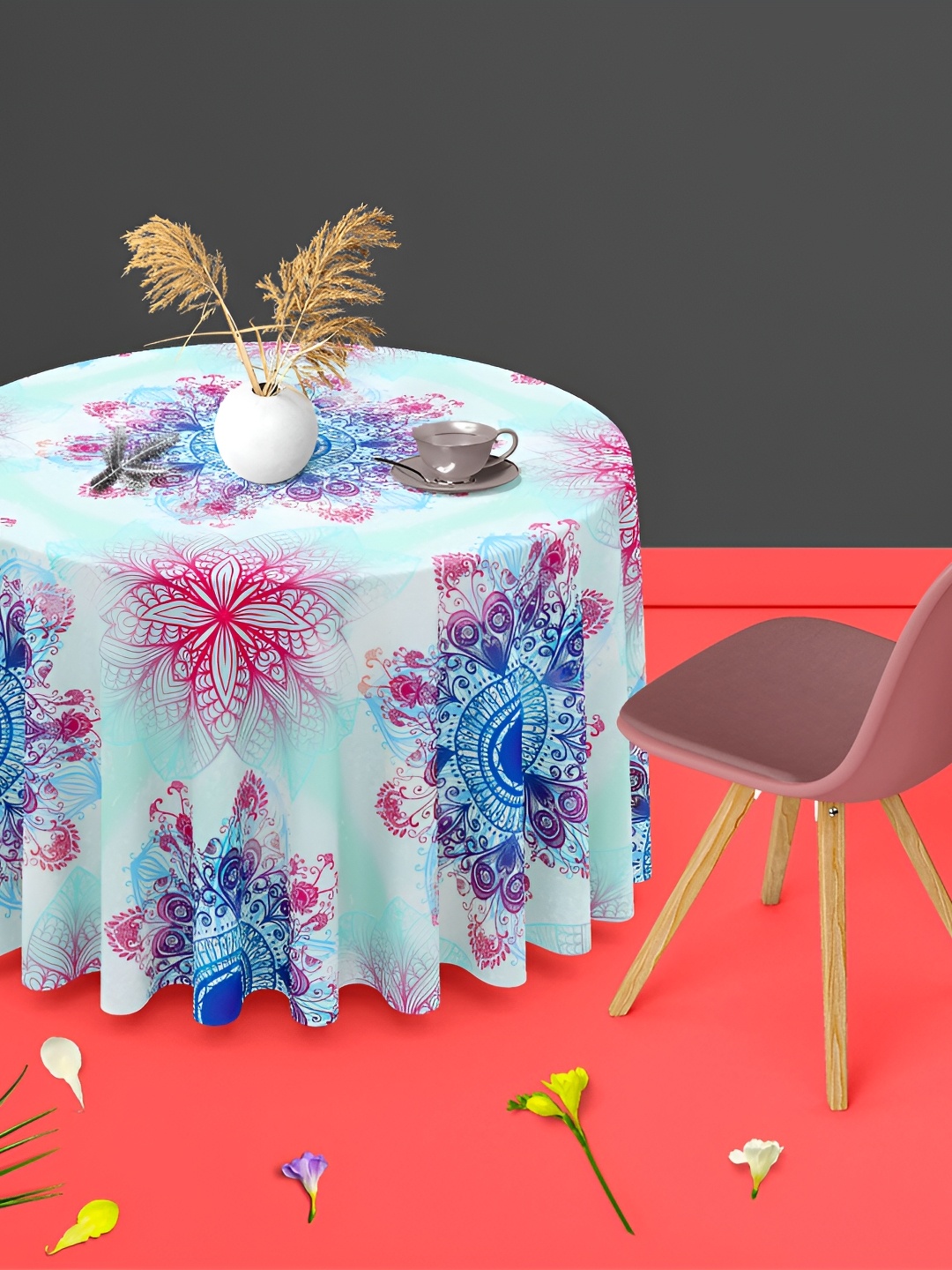 

ArtzFolio Multicoloured Anti-Slip Round 4-Seater Table Cover, Multi