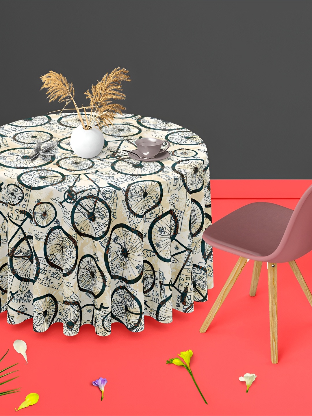 

ArtzFolio Multicoloured Anti-Slip Round 6-Seater Table Cover, Multi