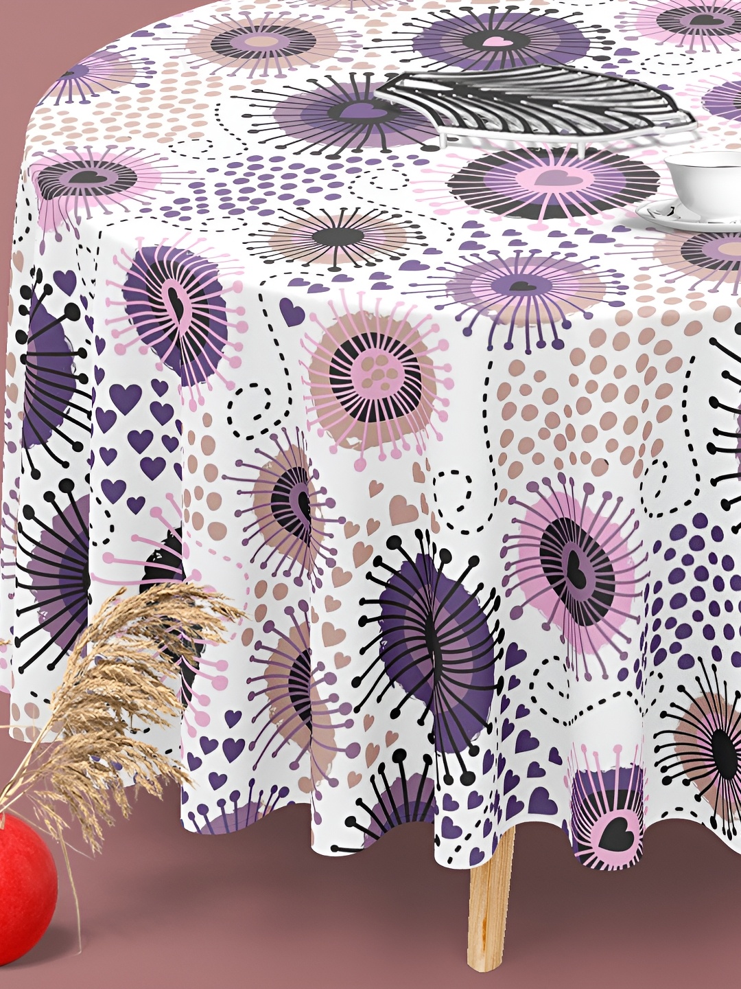 

ArtzFolio Multicoloured Anti-Slip Round 4-Seater Table Cover, Multi