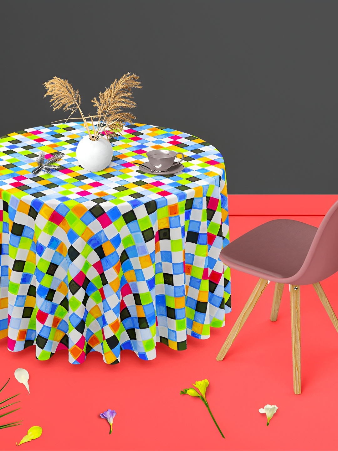 

ArtzFolio Multicoloured Anti-Slip Round 8-Seater Table Cover, Multi