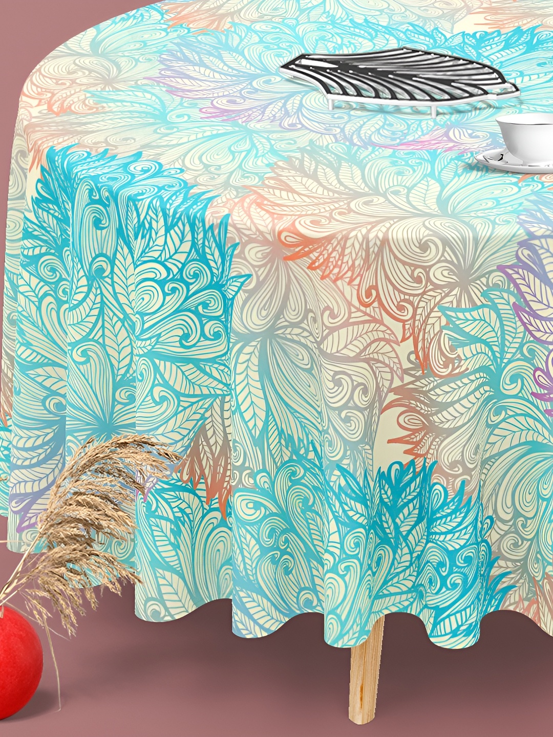 

ArtzFolio Multicoloured Anti-Slip Round 6-Seater Table Cover, Multi