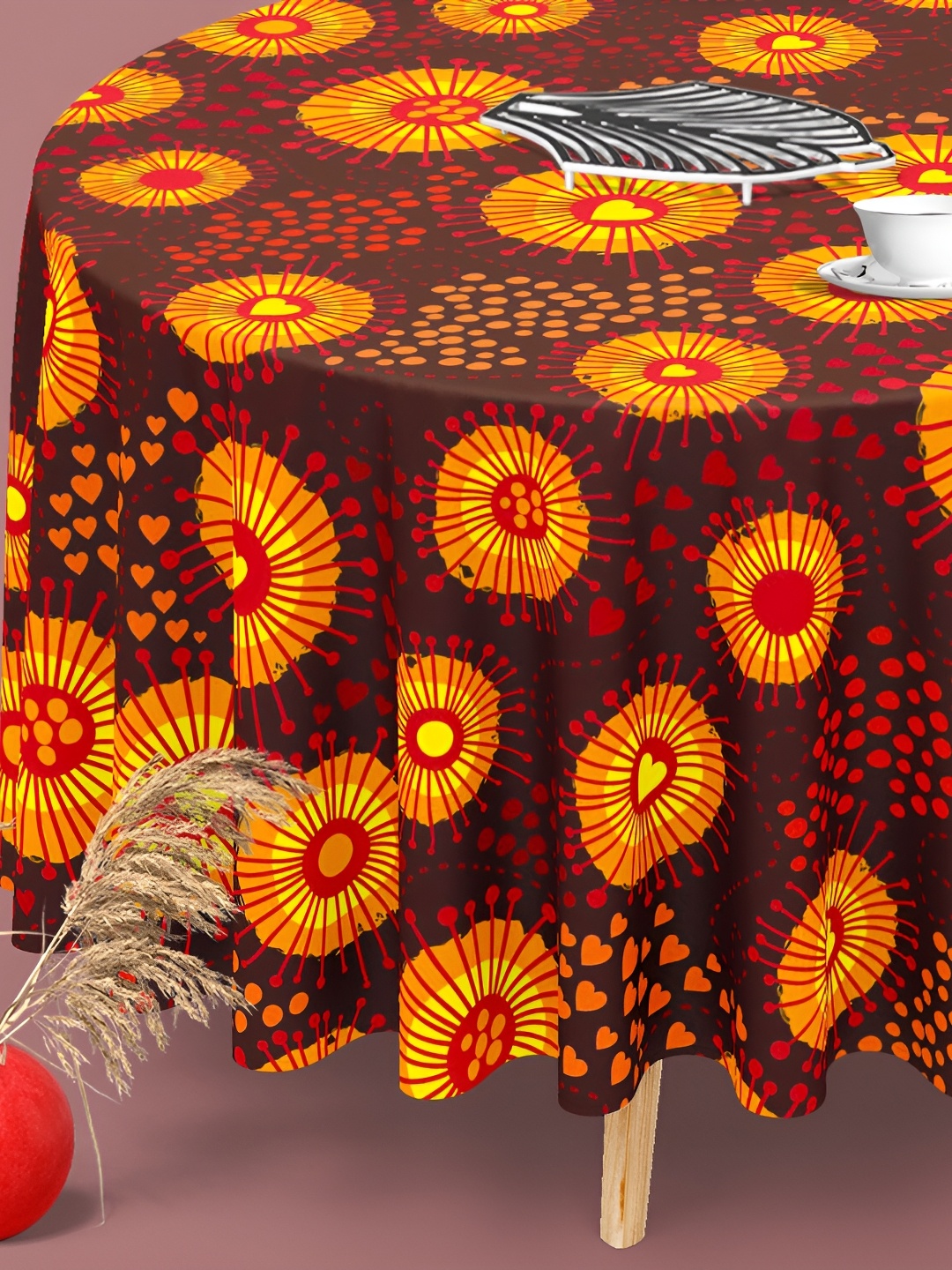 

ArtzFolio Multicoloured Anti-Slip Round 6-Seater Table Cover, Multi
