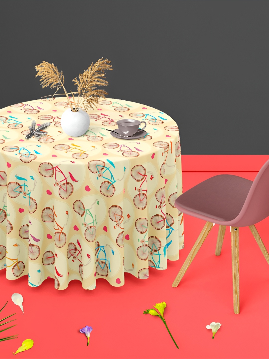 

ArtzFolio Multicoloured Anti-Slip Round 6-Seater Table Cover, Multi