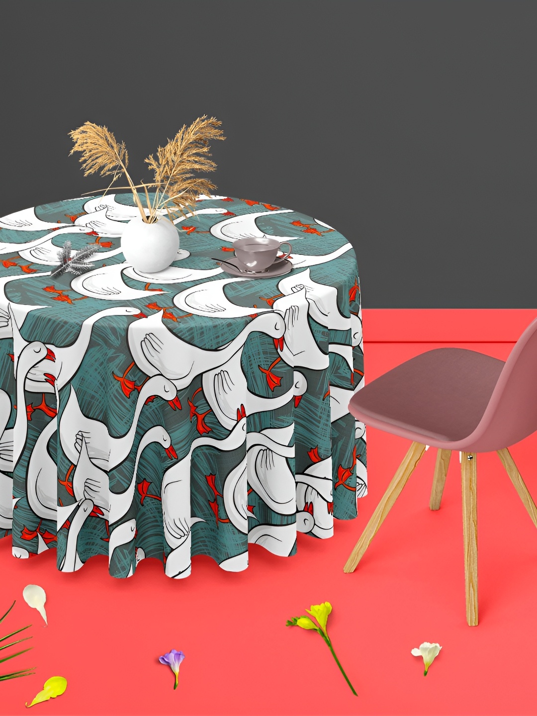 

ArtzFolio Multicoloured Anti-Slip Round 4-Seater Table Cover, Multi