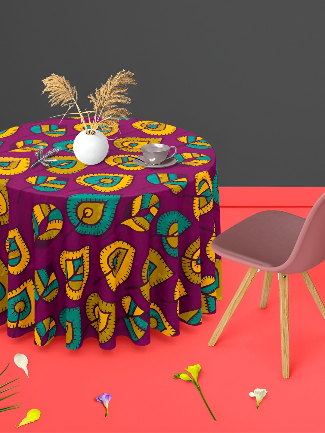 

ArtzFolio Multicoloured Anti-Slip Round 6-Seater Table Cover, Multi