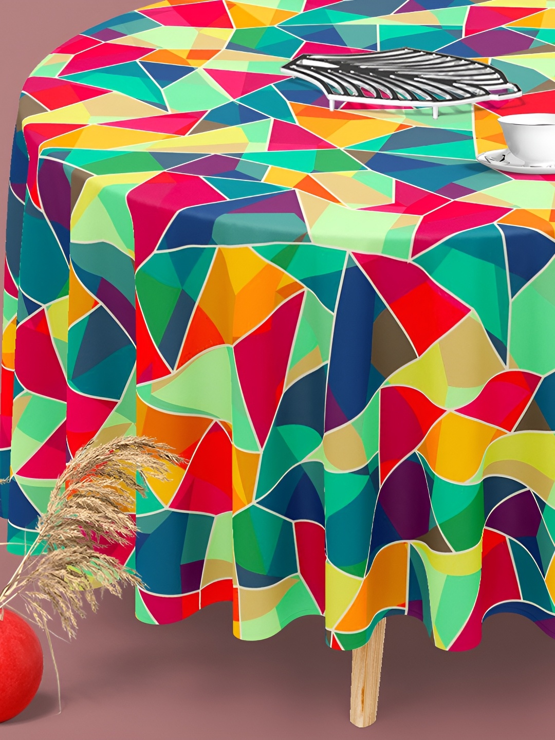 

ArtzFolio Multicoloured Anti-Slip Round 6-Seater Table Cover, Multi