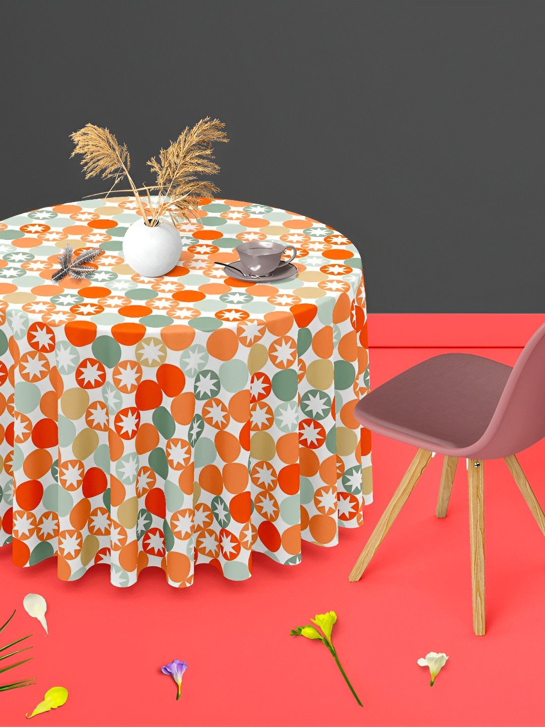 

ArtzFolio Multicoloured Anti-Slip Round 6-Seater Table Cover, Multi