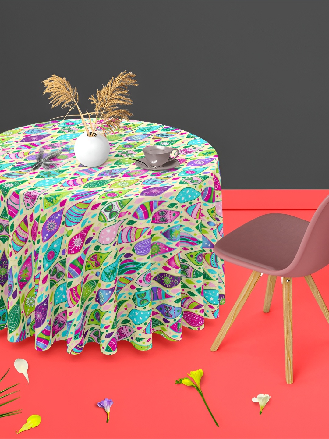 

ArtzFolio Multicoloured Anti-Slip Round 8-Seater Table Cover, Multi