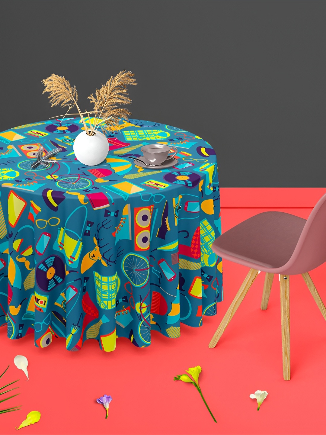 

ArtzFolio Multicoloured Anti-Slip Round 8-Seater Table Cover, Multi