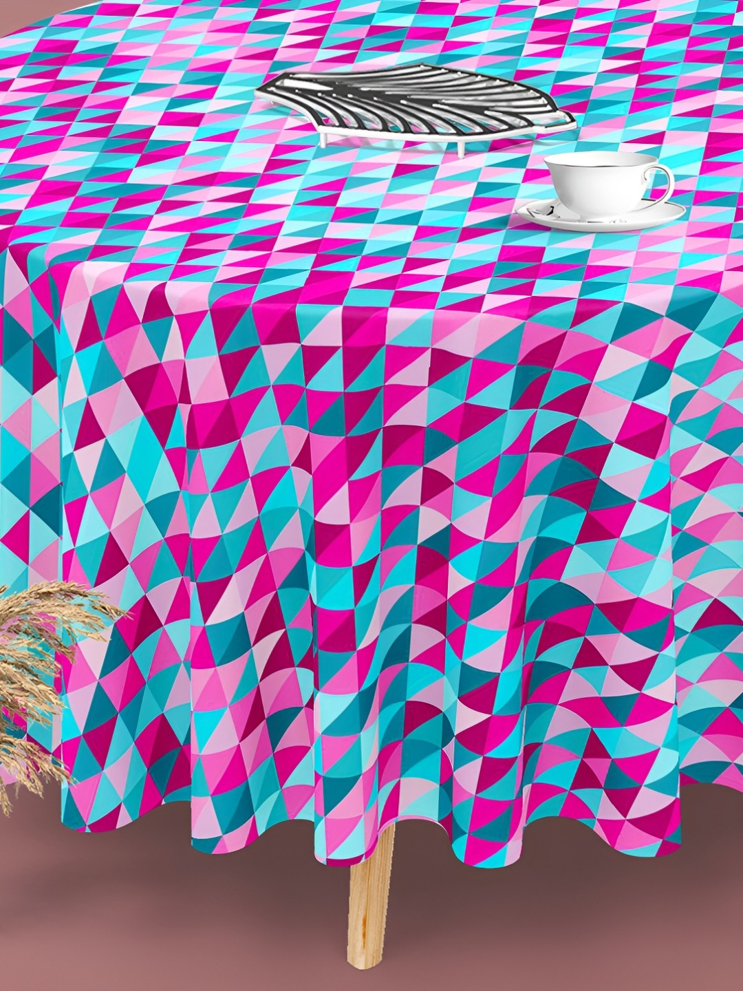 

ArtzFolio Multicoloured Anti-Slip Round 6-Seater Table Cover, Multi