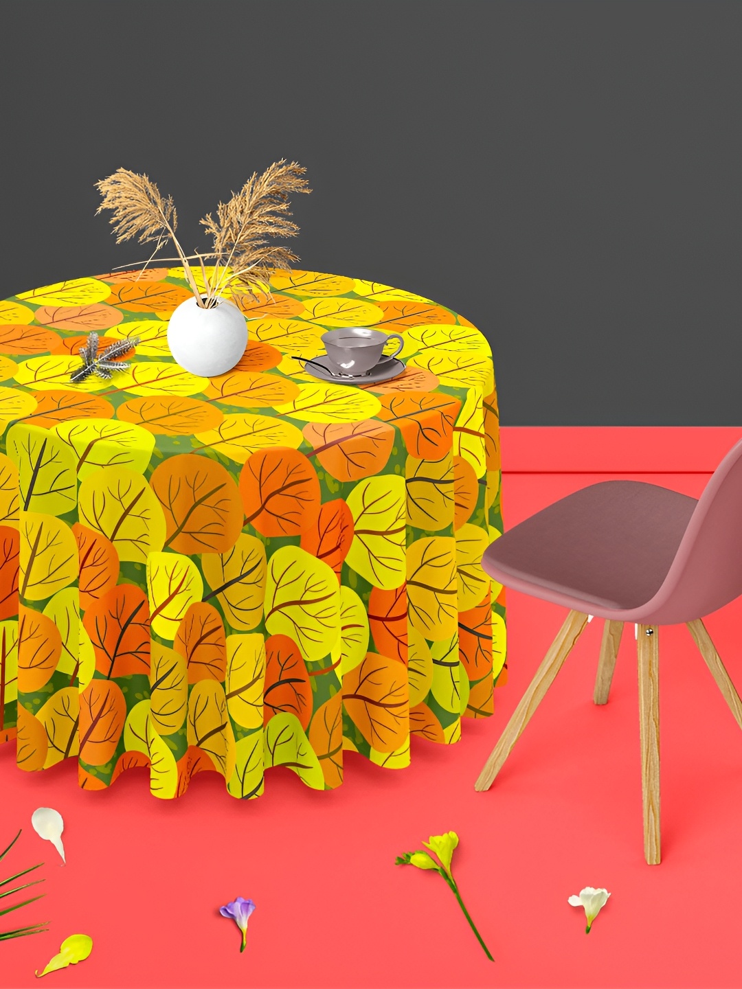 

ArtzFolio Multicoloured Anti-Slip Round 4-Seater Table Cover, Multi