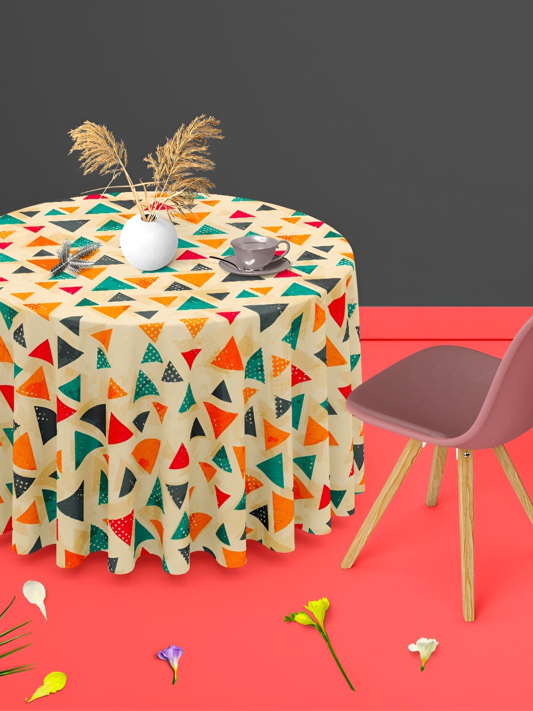 

ArtzFolio Multicoloured Anti-Slip Round 6-Seater Table Cover, Multi
