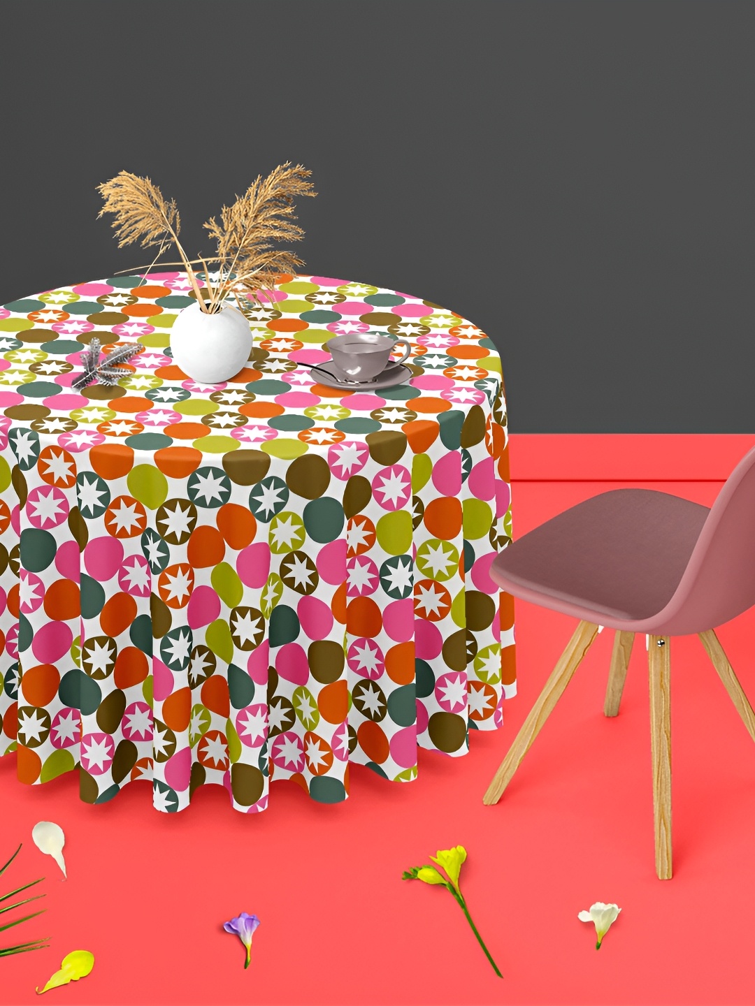

ArtzFolio Multicoloured Anti-Slip Round 8-Seater Table Cover, Multi