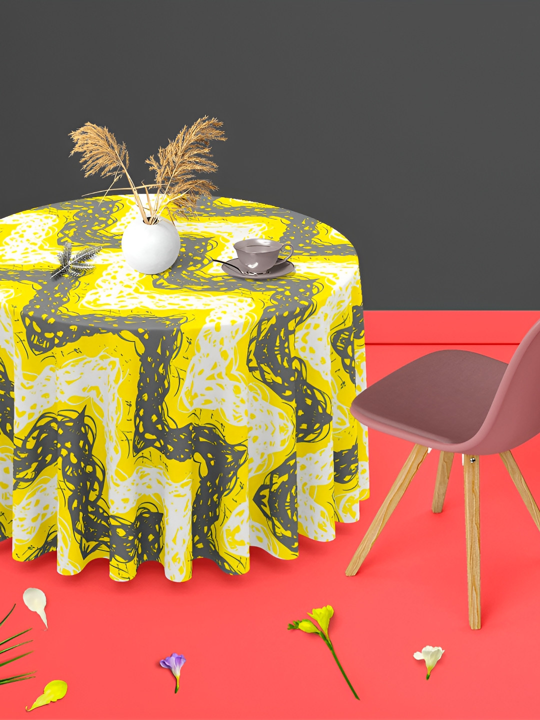 

ArtzFolio Multicoloured Anti-Slip Round 4-Seater Table Cover, Multi