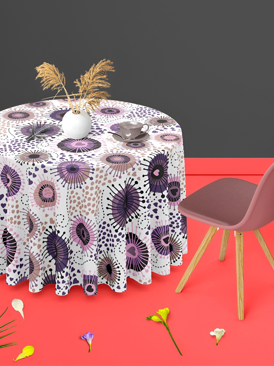 

ArtzFolio Multicoloured Anti-Slip Round 8-Seater Table Cover, Multi