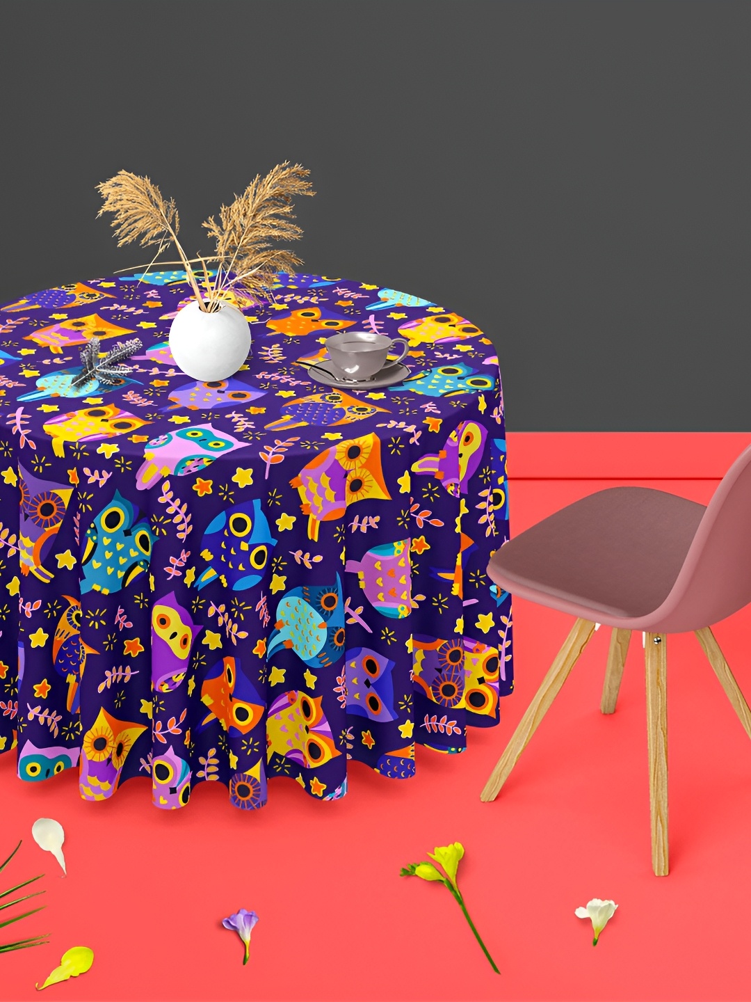 

ArtzFolio Multicoloured Anti-Slip Round 6-Seater Table Cover, Multi