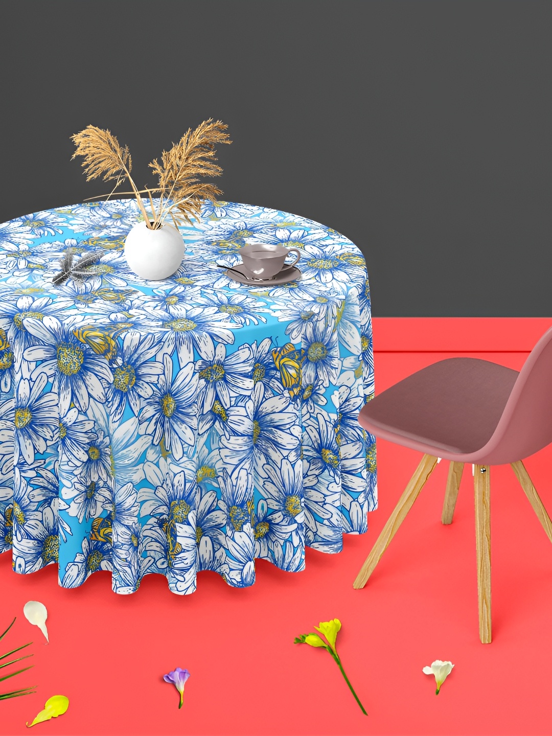 

ArtzFolio Multicoloured Anti-Slip Round 4-Seater Table Cover, Multi