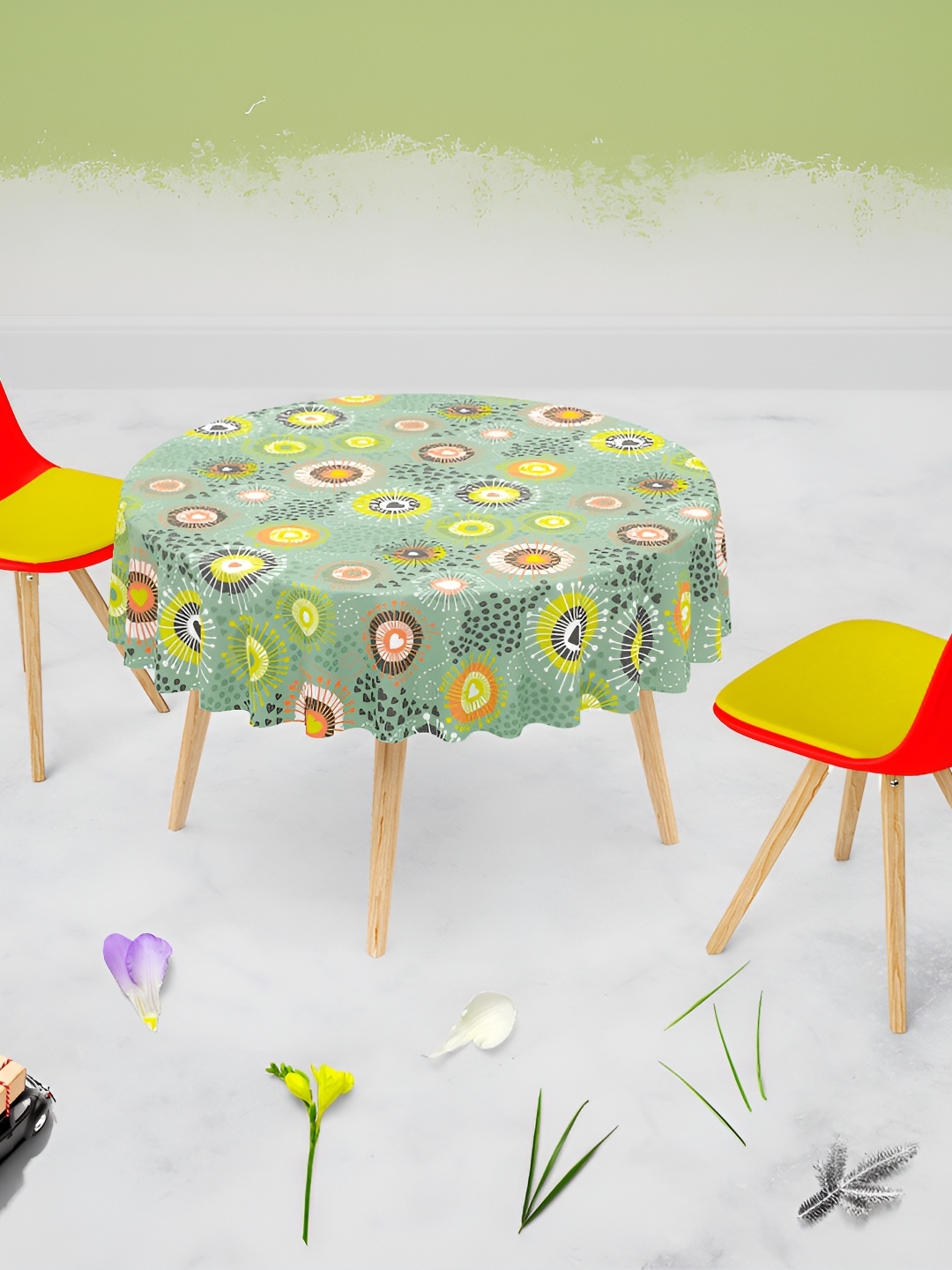 

ArtzFolio Multicoloured Anti-Slip Round 4-Seater Table Cover, Multi