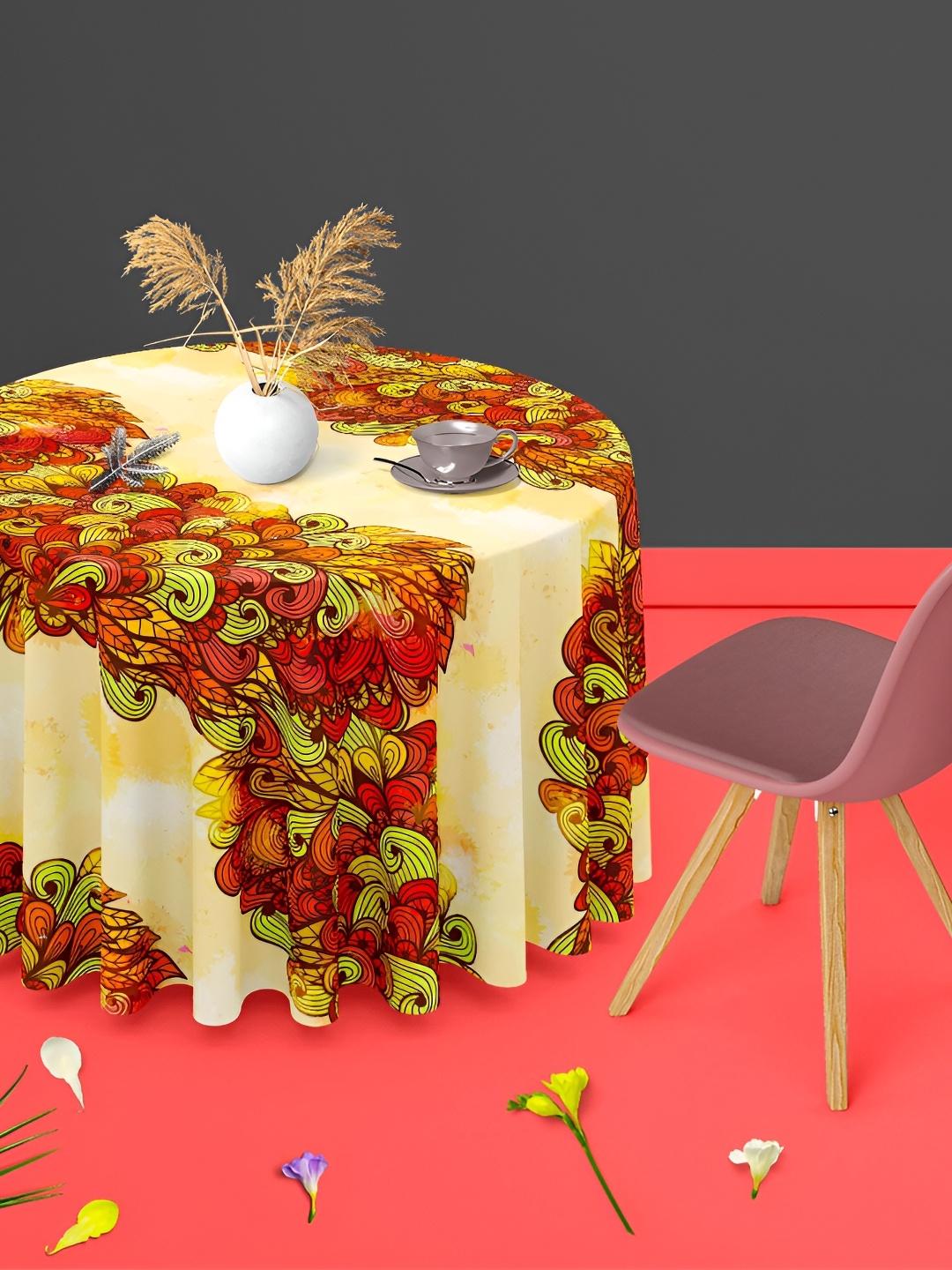 

ArtzFolio Multicoloured Anti-Slip Round 6-Seater Table Cover, Multi