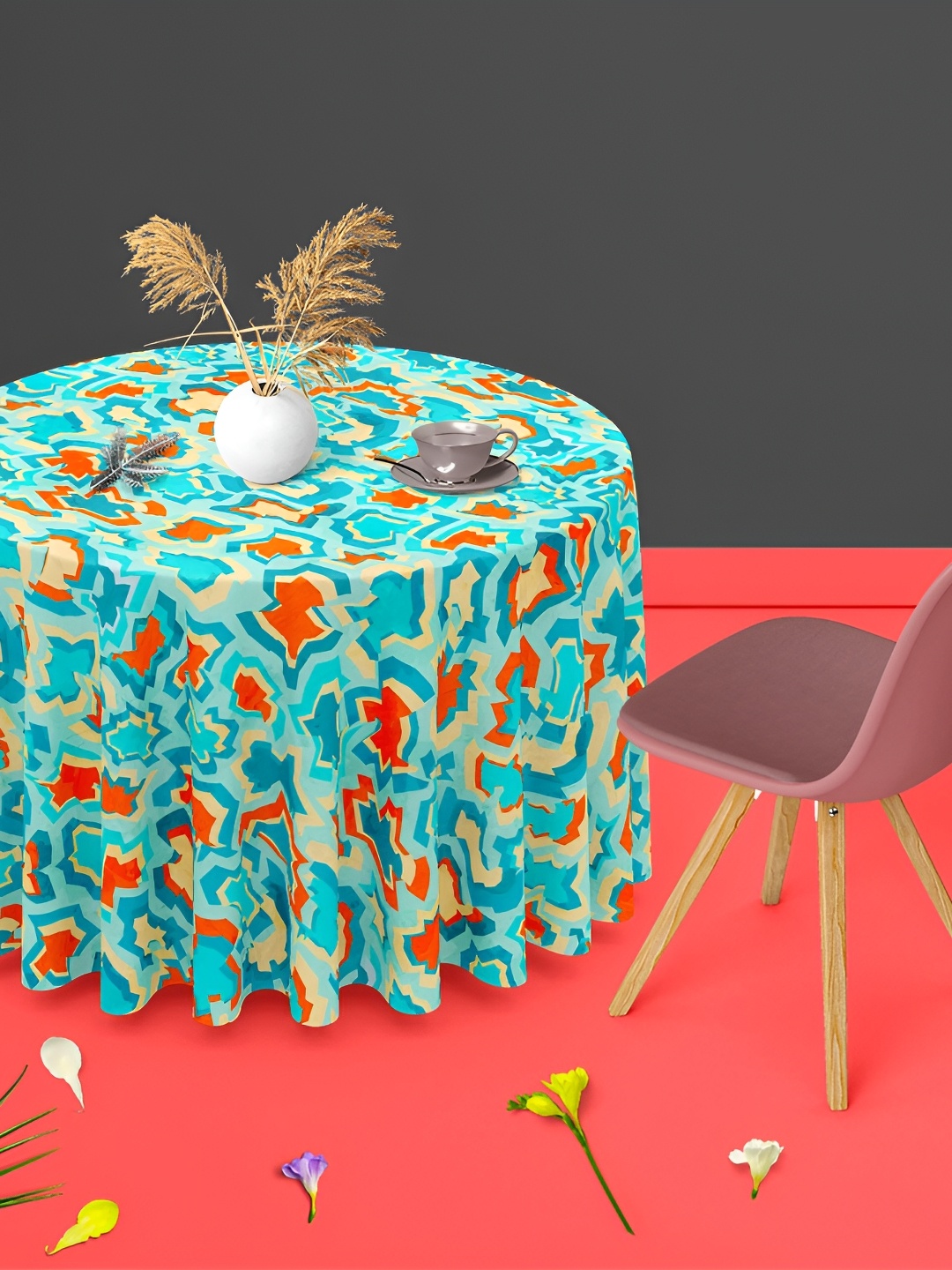 

ArtzFolio Multicoloured Anti-Slip Round 8-Seater Table Cover, Multi