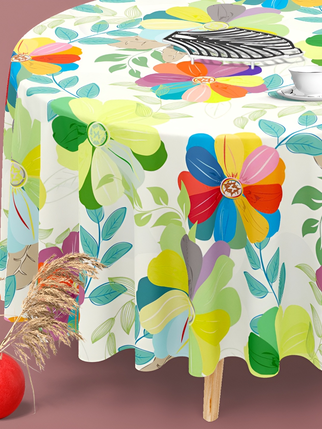 

ArtzFolio Multicoloured Anti-Slip Round 6-Seater Table Cover, Multi