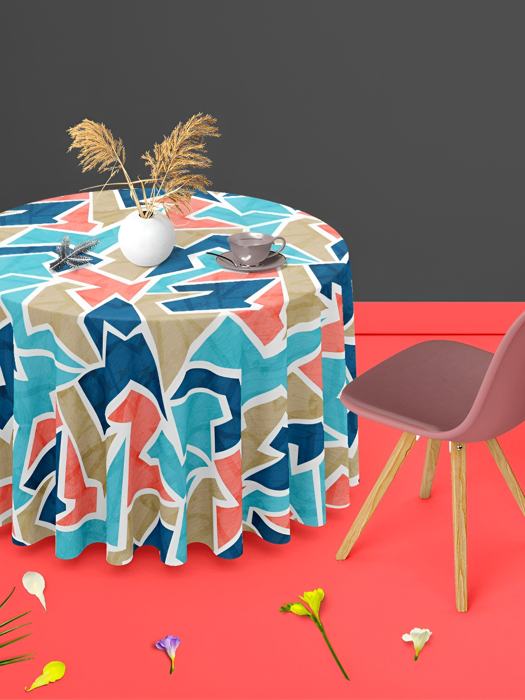 

ArtzFolio Multicoloured Anti-Slip Round 8-Seater Table Cover, Multi