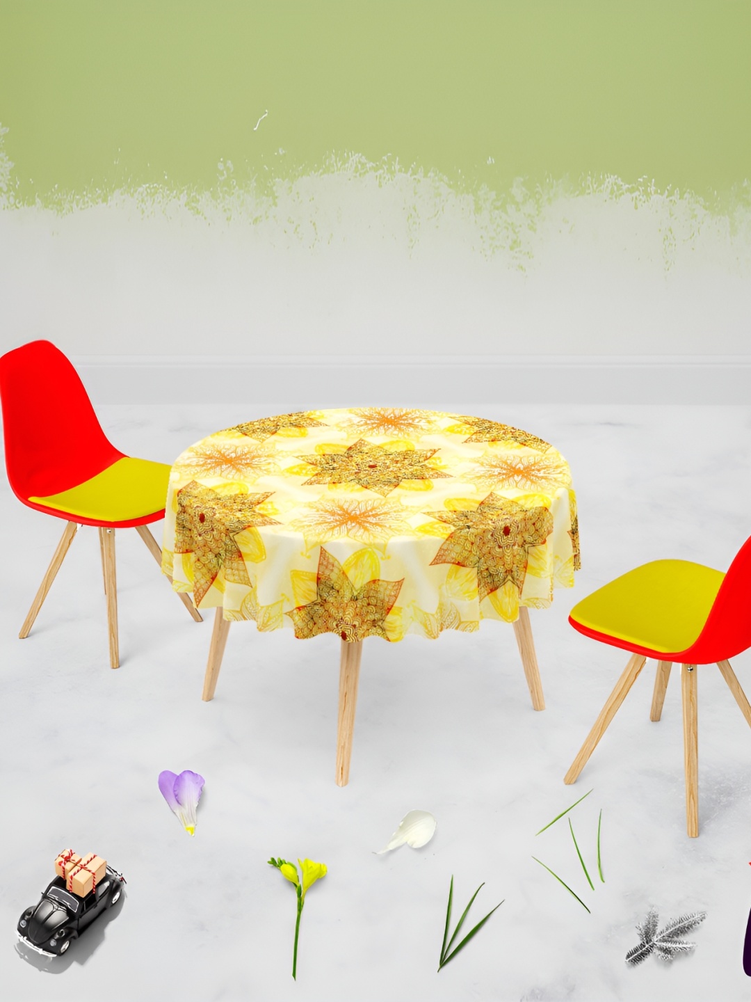 

ArtzFolio Multicoloured Anti-Slip Round 4-Seater Table Cover, Multi