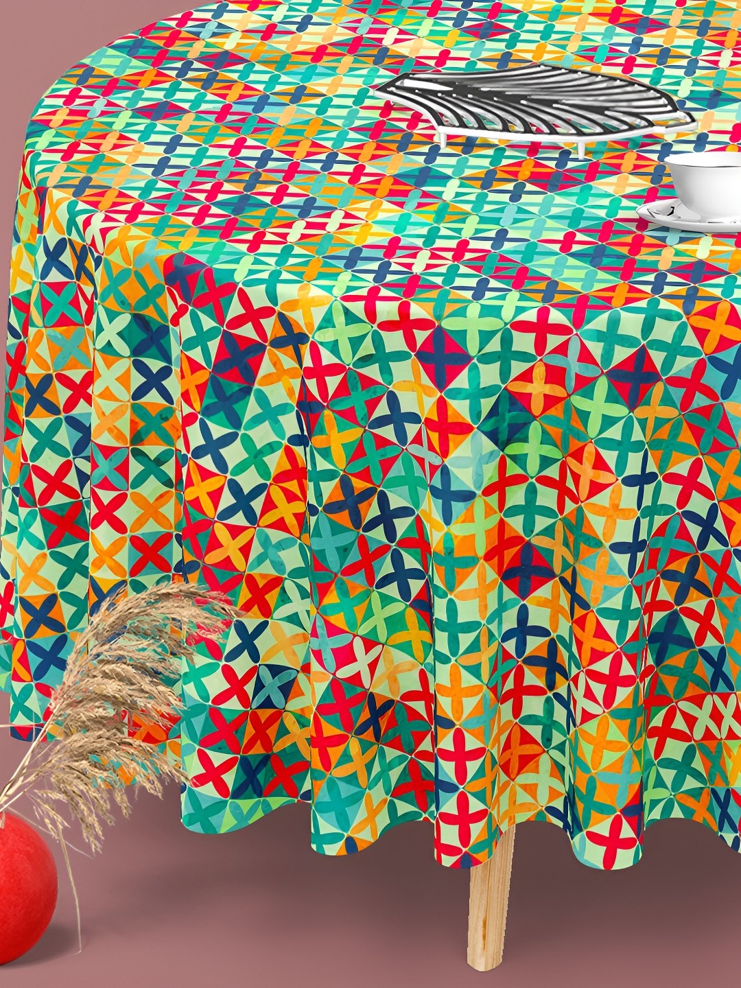 

ArtzFolio Multicoloured Anti-Slip Round 6-Seater Table Cover, Multi