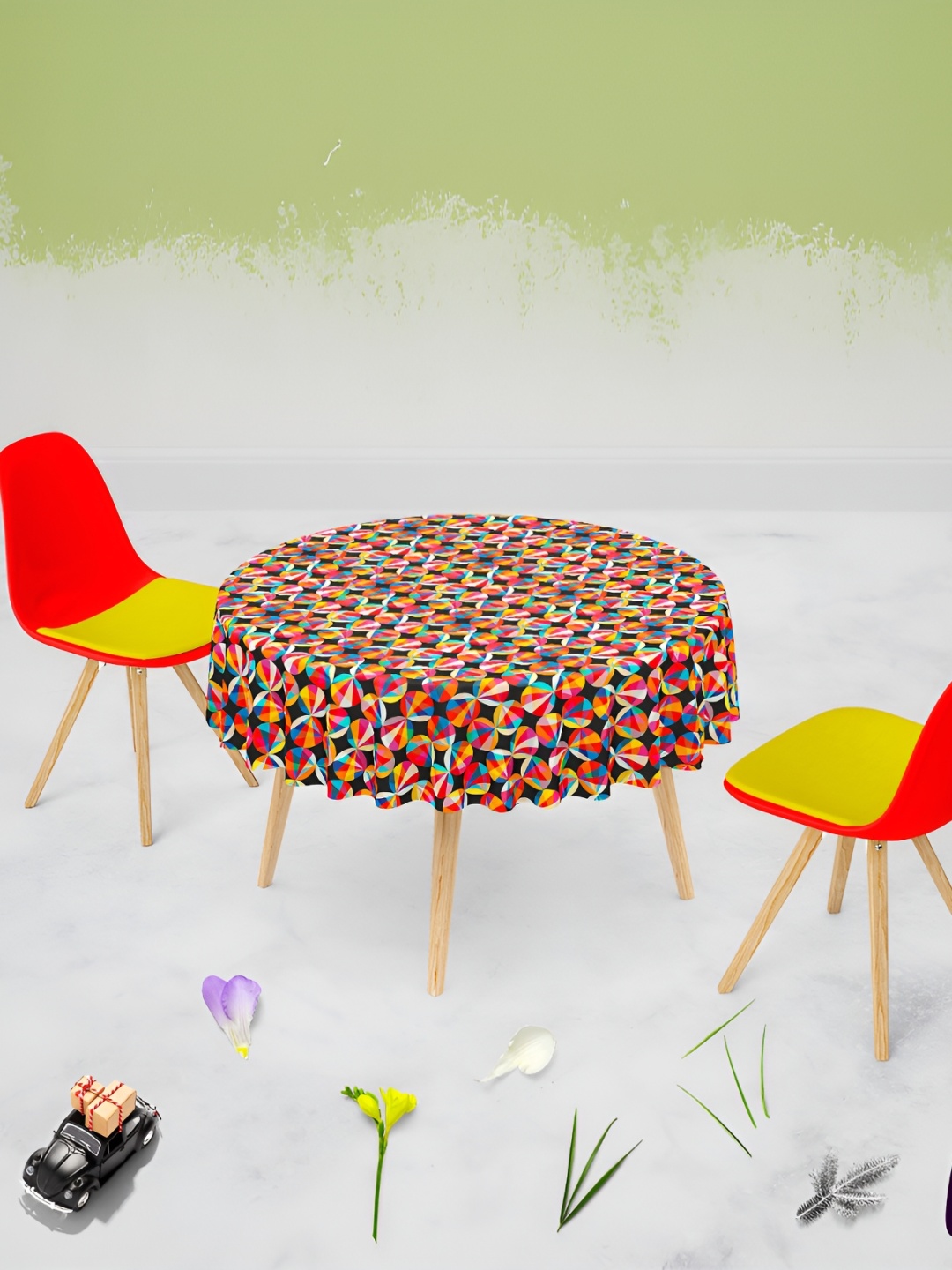 

ArtzFolio Multicoloured Anti-Slip Round 8-Seater Table Cover, Multi