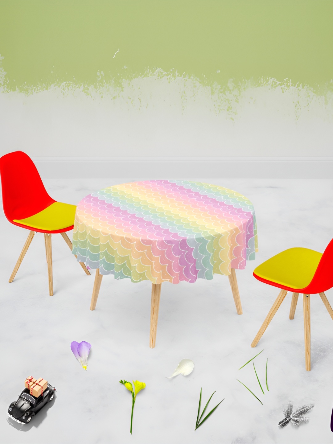 

ArtzFolio Multicoloured Anti-Slip Round 8-Seater Table Cover, Multi