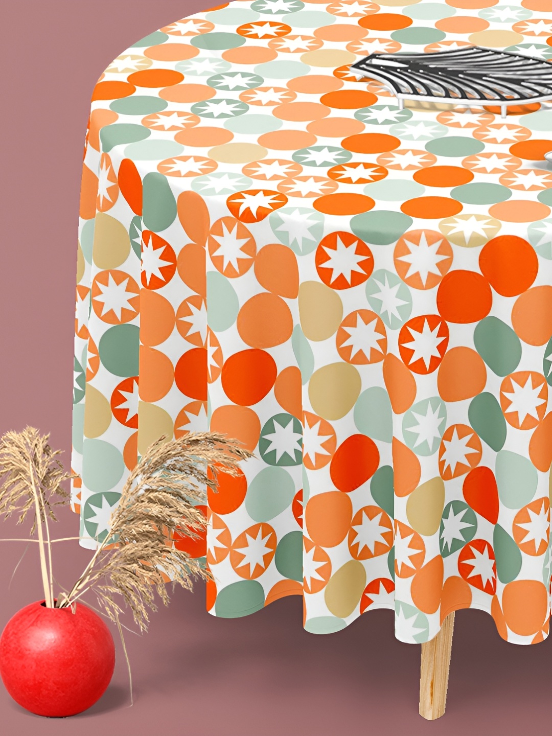 

ArtzFolio Multicoloured Anti-Slip Round 4-Seater Table Cover, Multi