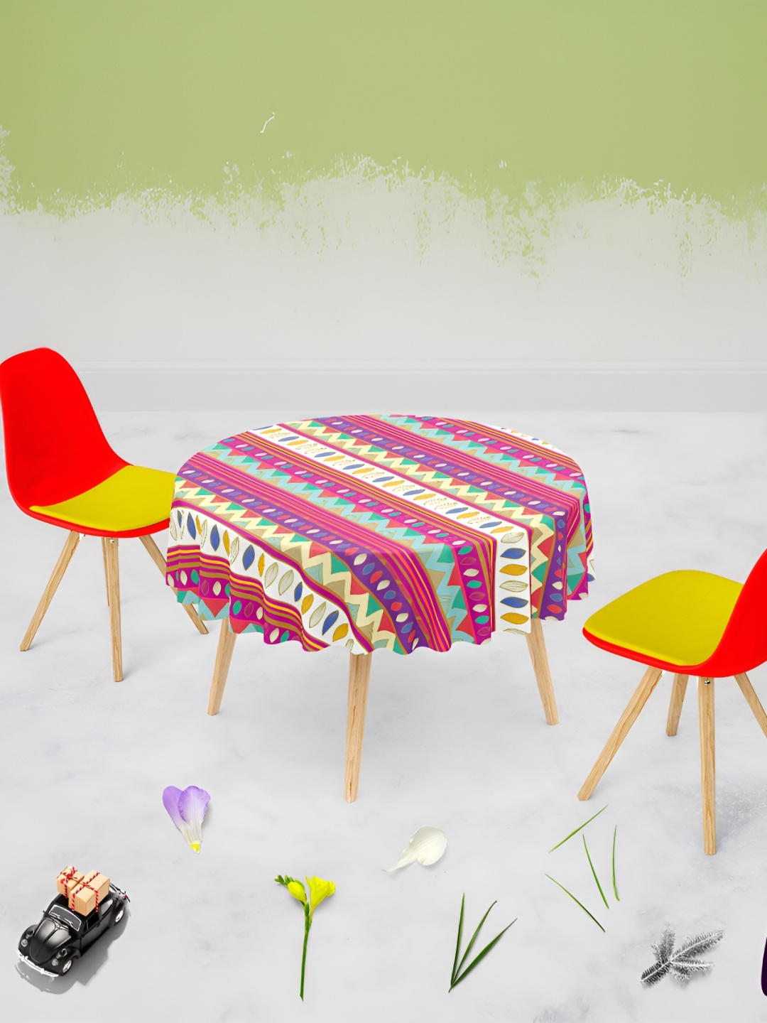 

ArtzFolio Multicoloured Anti-Slip Round 6-Seater Table Cover, Multi