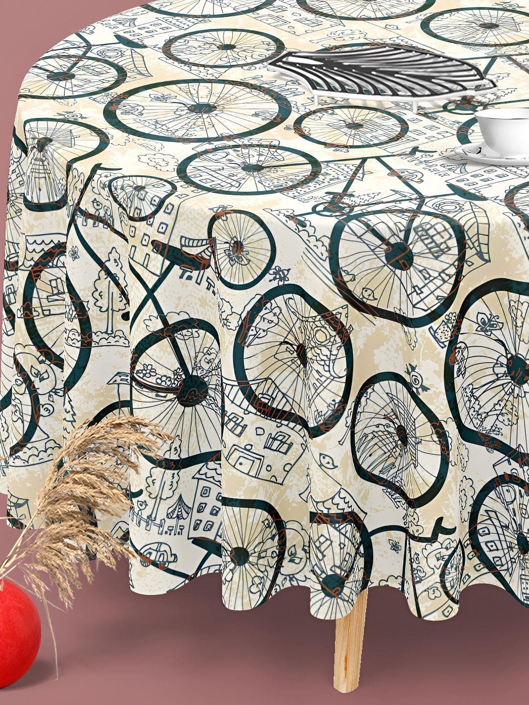 

ArtzFolio Multicoloured Anti-Slip Round 6-Seater Table Cover, Multi