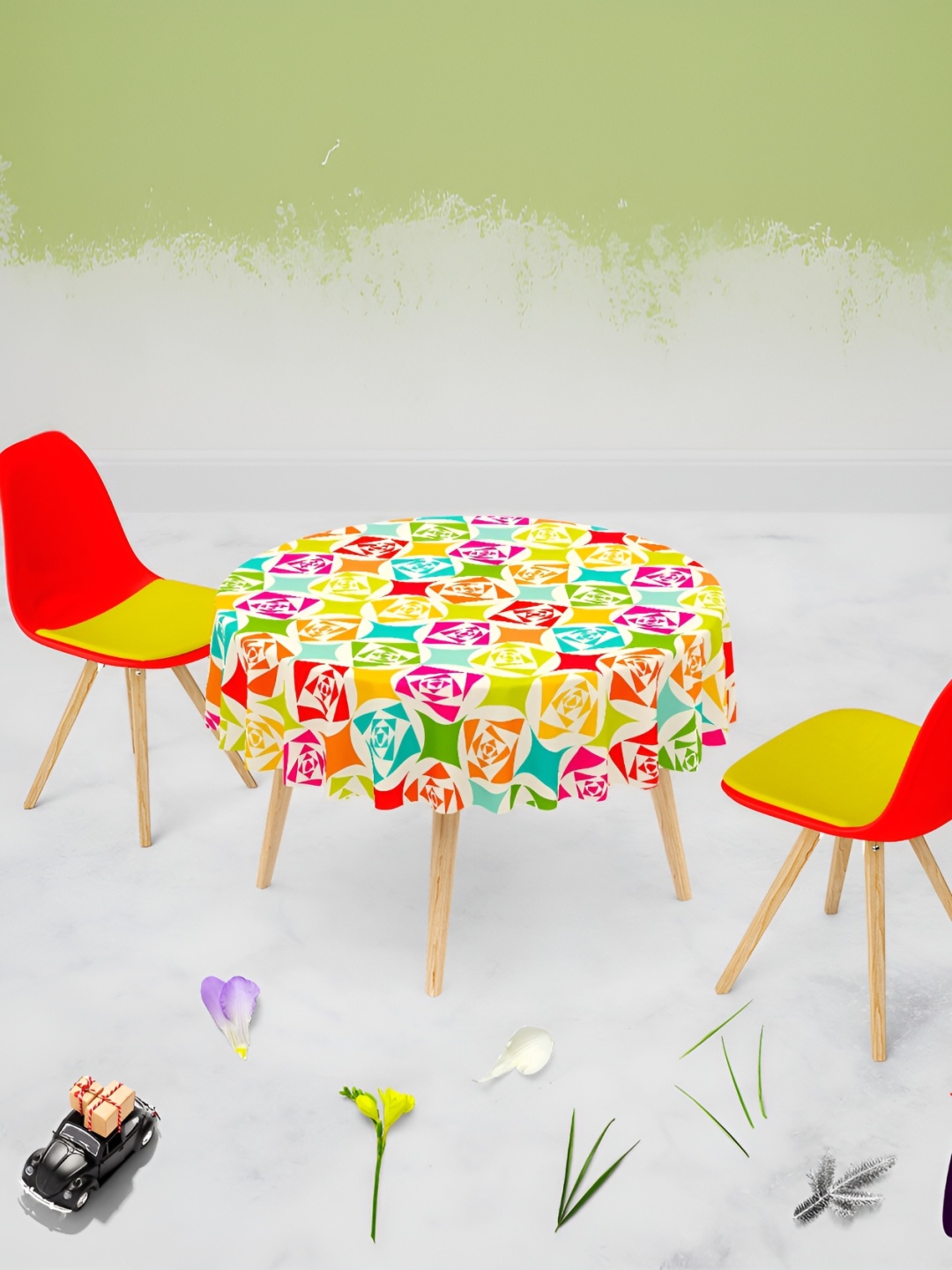 

ArtzFolio Multicoloured Anti-Slip Round 6-Seater Table Cover, Multi