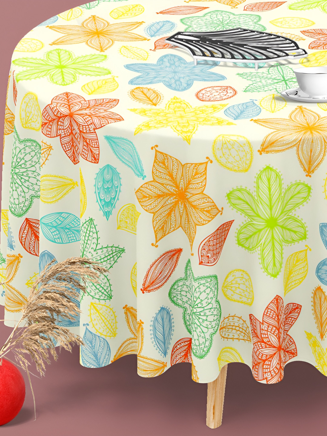 

ArtzFolio Multicoloured Anti-Slip Round 8-Seater Table Cover, Multi